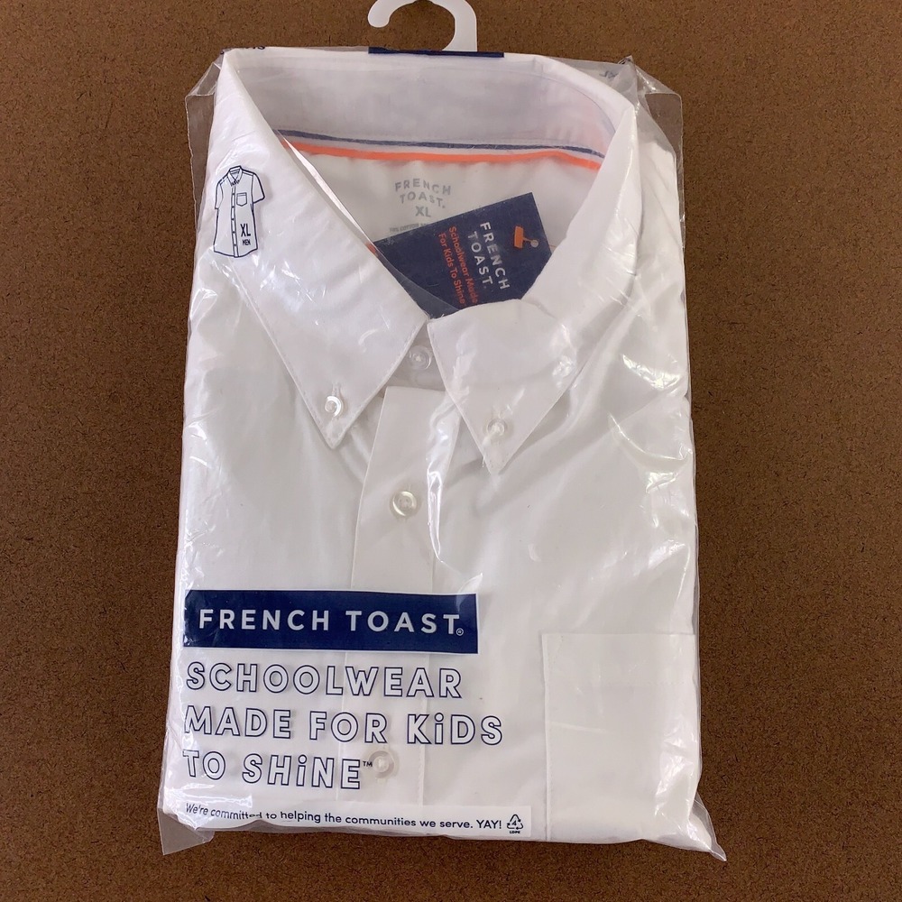 French Toast Men's Size XL White Short Sleeve Oxford Uniform Shirt NWT